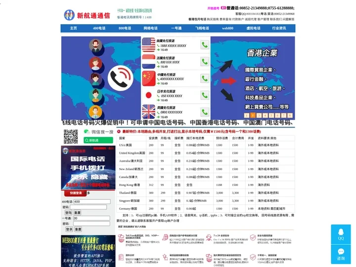新航通|800电话|400电话|网络电话|呼叫中心|虚拟电话|一号通|SIP|VOIP|DID|虚拟办事处|飞线电话|免