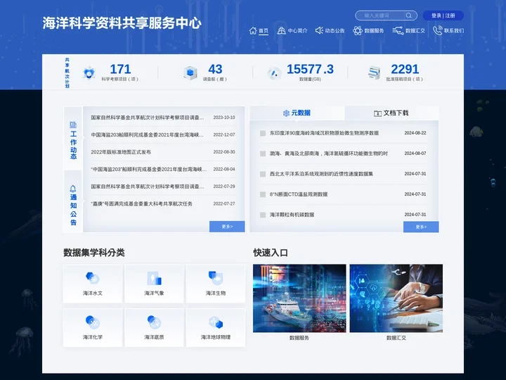 青岛海洋科学资料共享服务中心网站