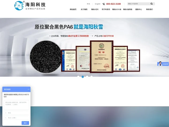 锦纶6切片-尼龙PA6丝线-帘子布厂家可定制生产-海阳科技股份有限公司