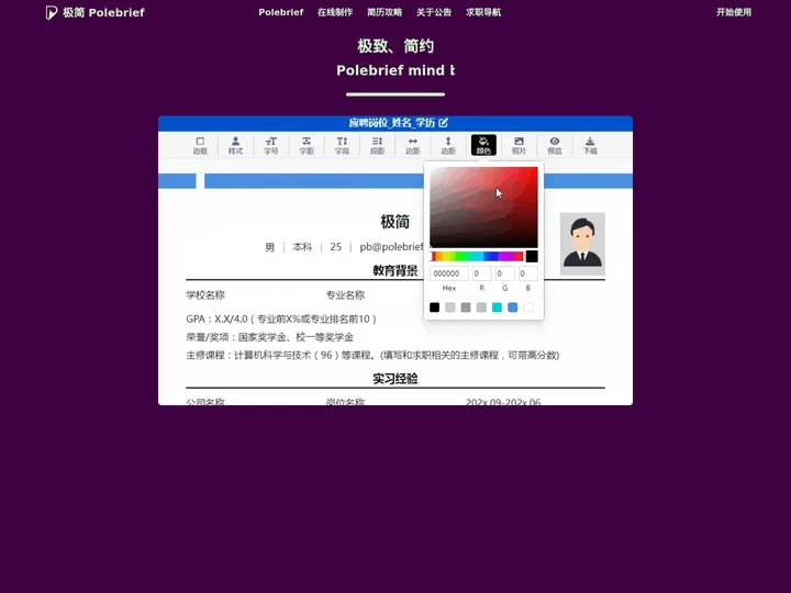 极简简历_PoleBrief简历_极简PoleBrief_简历模板_个人简历模板_在线简历引领者，带给你不一样的体验