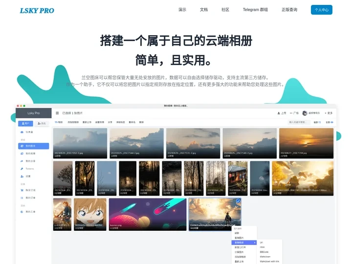 Lsky Pro - 属于您自己的云上相册。