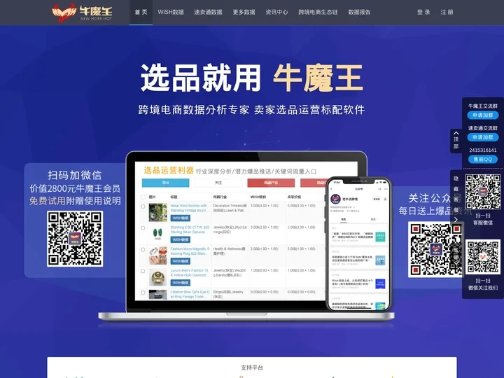 牛魔王_跨境电商数据分析选品专家_Wish数据,wish pb,TEMU数据,Amazon数据,速卖通数据,亚马逊数据