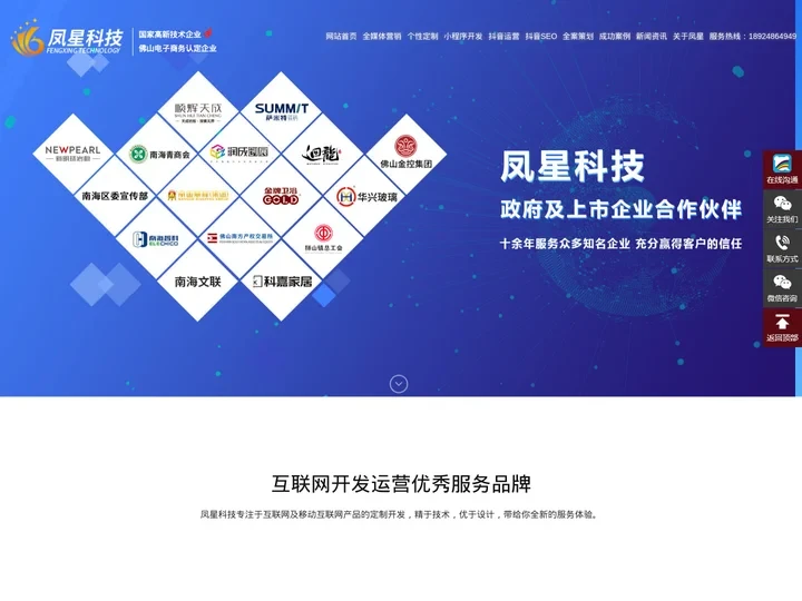 数字化平台开发_佛山抖音运营_小程序开发_高端定制网站公司_全网营销推广-凤星科技