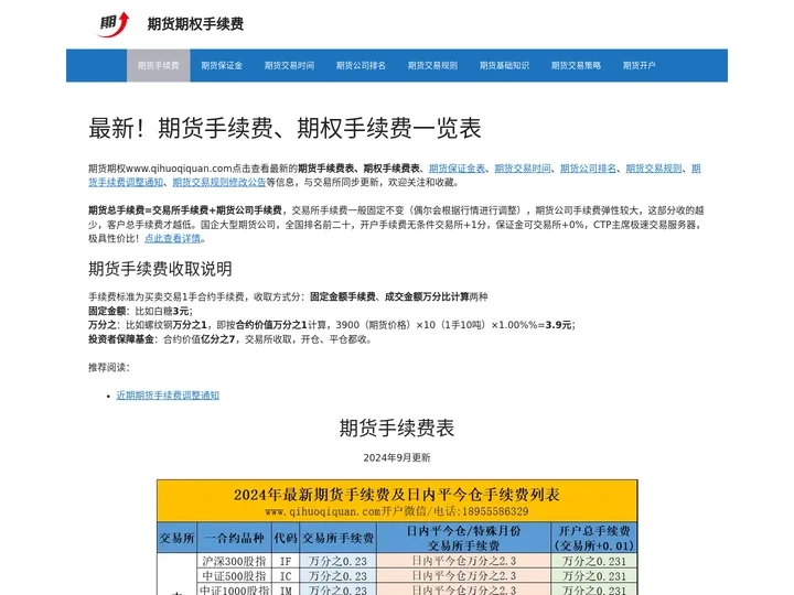 最新！期货手续费一览表 - 2024年期货期权手续费