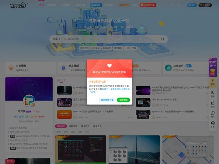 白菜码美化-电脑主题,Win软件下载,CMS模板,Win主题,源码论坛,商业源码,免费短剧,网站源码,PHP源码,网络教