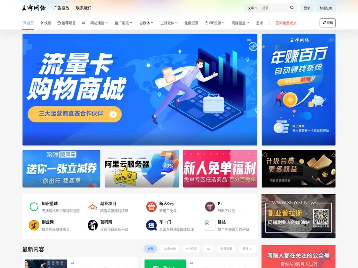 王牌网络 - 网站建设-推广营销-创业网赚项目-首码发布平台