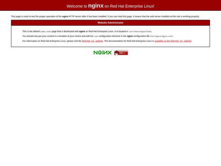 Test Page for the Nginx HTTP Server on Red Hat Enterprise Li