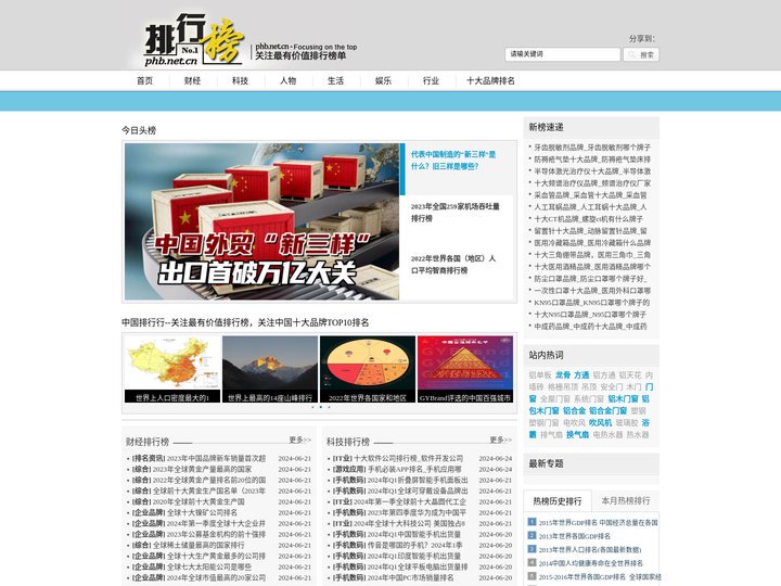 排行榜网—关注最有价值排名和排行榜信息