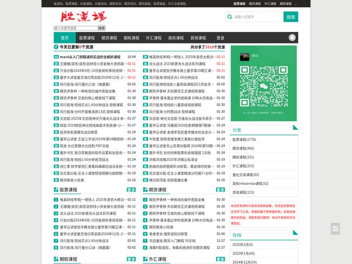 股道场  致力于收集 炒股票 期货 外汇 期权  基础入门教程操盘培训视频课程