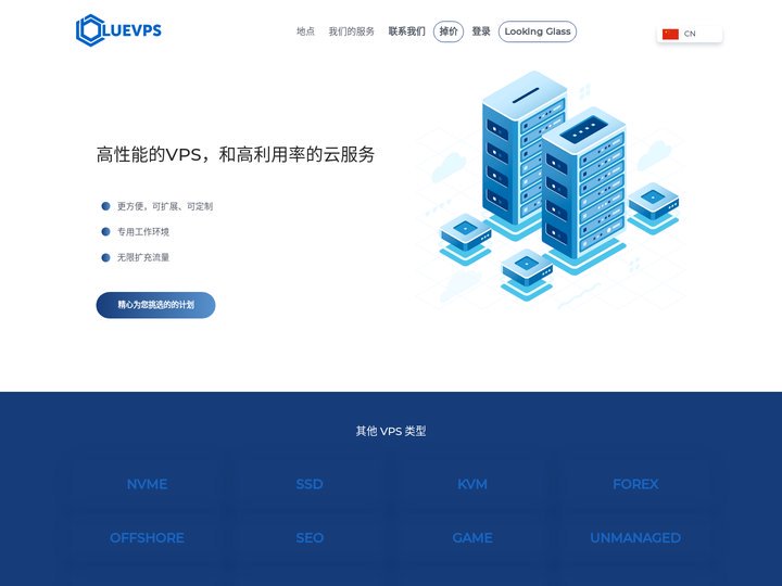 价格合理优惠 VPS 服务器托管 ➡ ① BlueVPS.cn