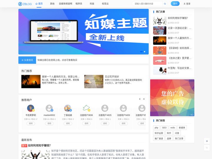 知媒主题 - zblog