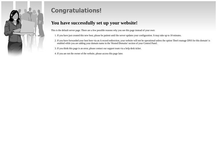 Congratulations! You have successfully set up your website!