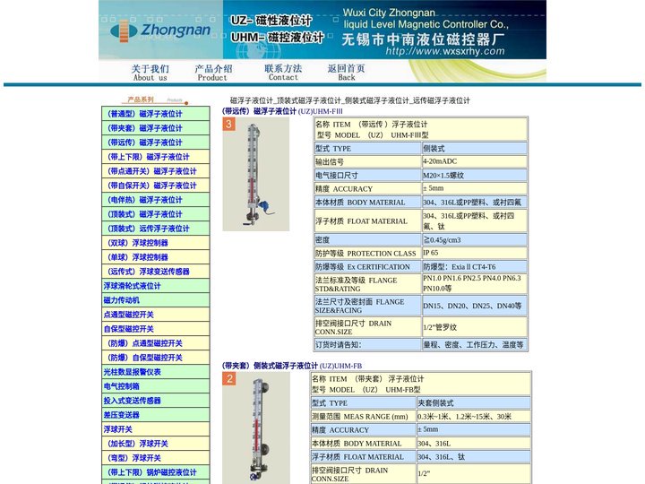 磁浮子液位计_顶装式侧装式远传磁性浮子液位计_无锡市中南液位磁控器厂