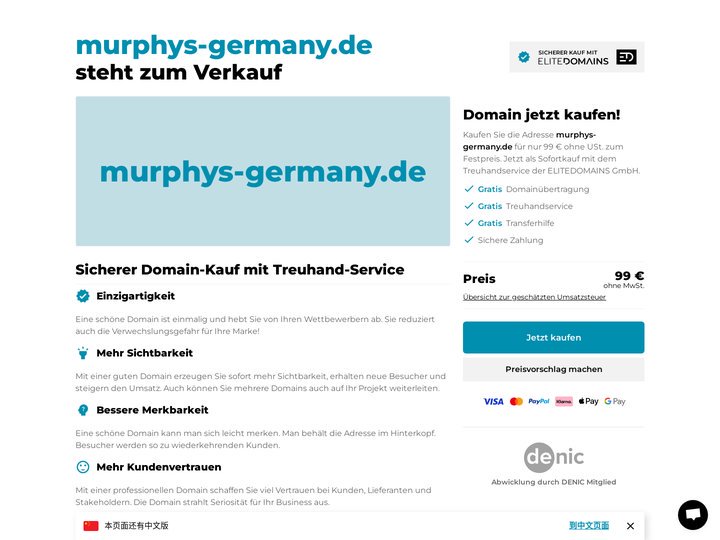 murphys-germany.de steht zum Verkauf