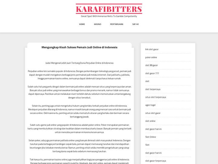 Karafibitters – Great Spot With Immense Hints To Gamble Comp