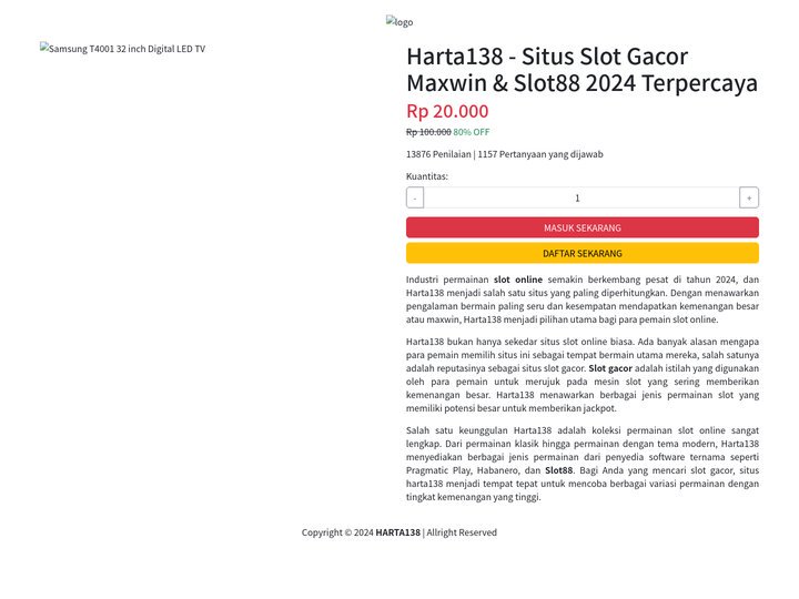 Harta138 - Situs Slot Gacor Maxwin & Slot88 2024 Terpercaya