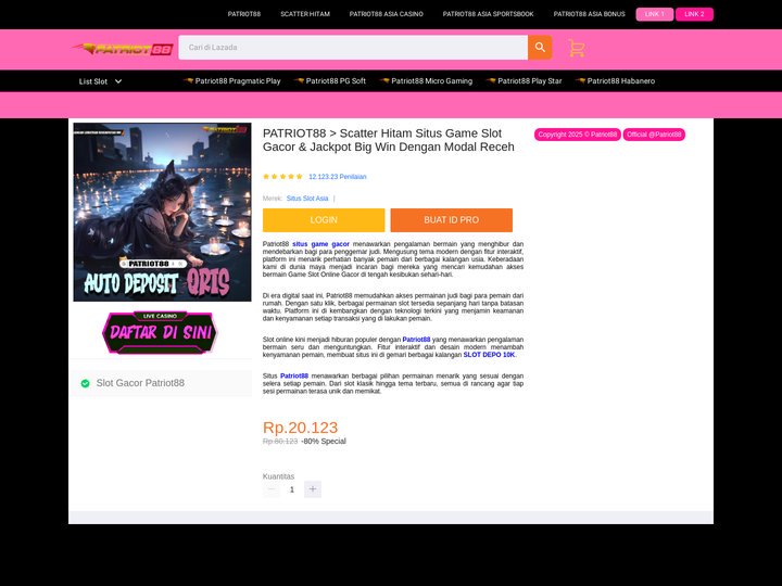 PATRIOT88 > Scatter Hitam Situs Game Slot Gacor & Jackpot Bi
