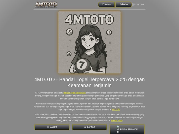 4MTOTO - Bandar Togel Terpercaya 2025 dengan Keamanan Terjam