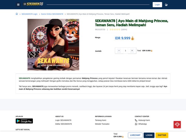 SEKAWAN78 | Ayo Main di Mahjong Princess, Teman Seru, Hadiah