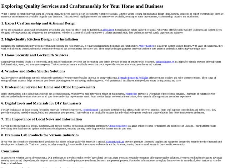 Exploring Quality Services and Craftsmanship