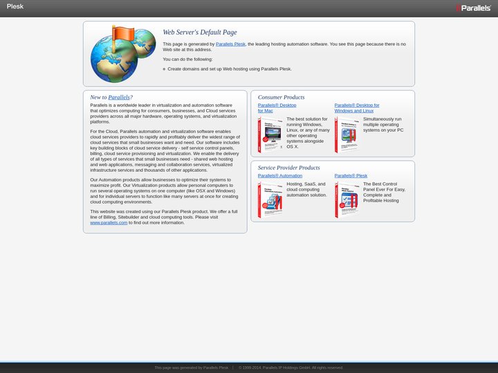 Default Parallels Plesk Page