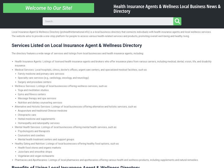 Health Insurance Agents & Wellness Local Business News & Dir