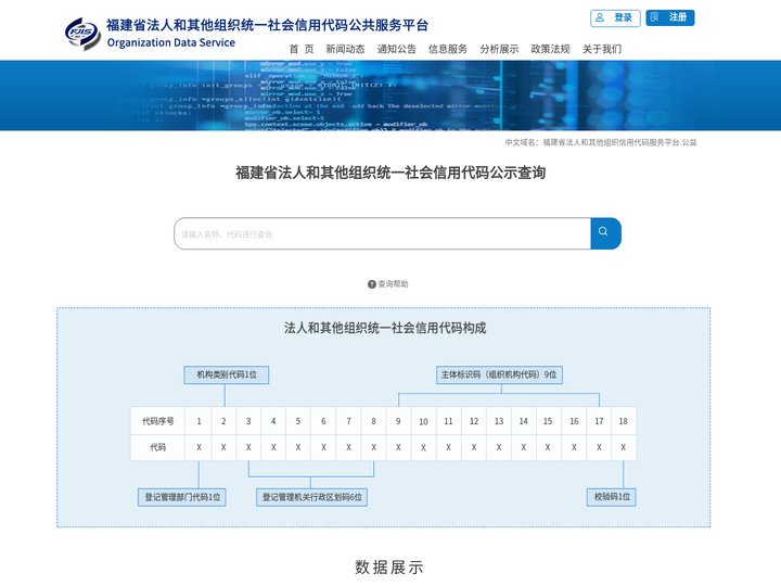 福建省法人和其他组织统一社会信用代码公共服务平台