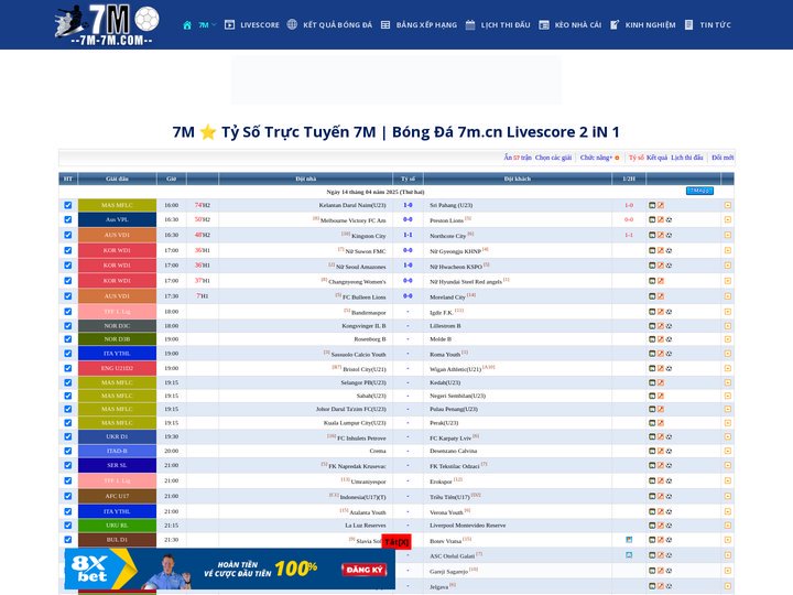 7M ⭐️ Tỷ Số Trực Tuyến 7M | Bóng Đá 7m.cn Livescore 2 iN 1