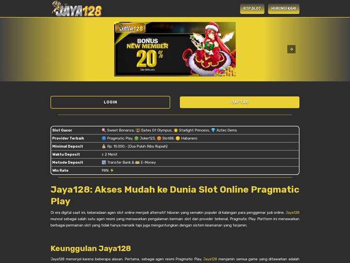 Jaya128: Akses Mudah ke Dunia Slot Online Pragmatic Play