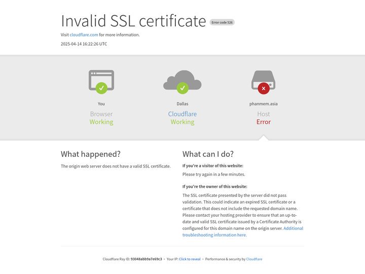 phanmem.asia | 526: Invalid SSL certificate