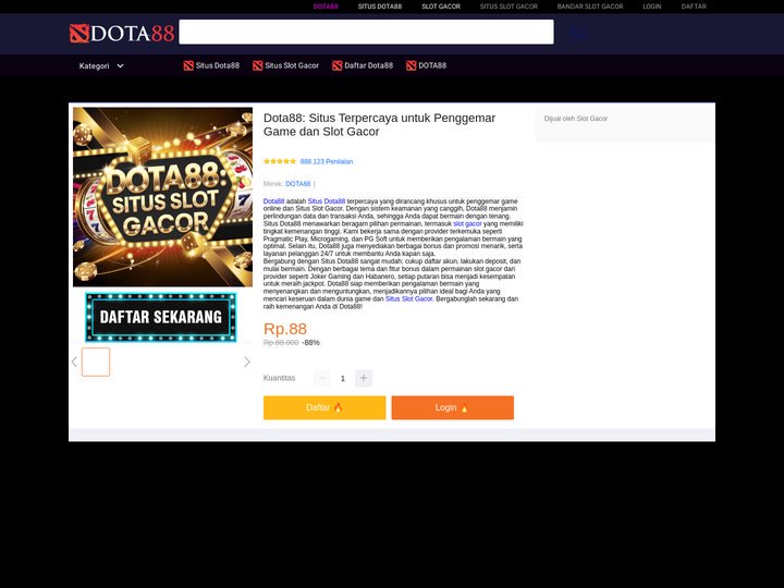 Dota88: Situs Terpercaya untuk Penggemar Game dan Slot Gacor