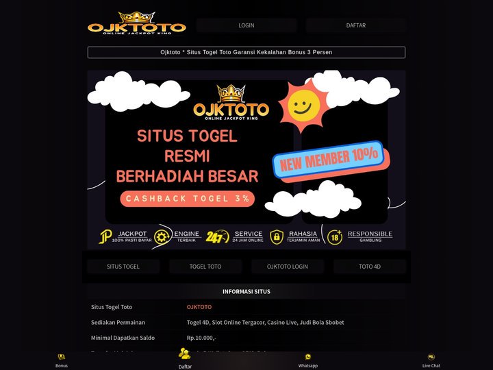 Ojktoto * Situs Togel Toto Garansi Kekalahan Bonus 3 Persen