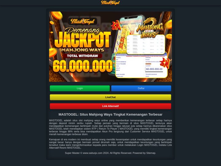 MASTOGEL: Situs Mahjong Ways Tingkat Kemenangan Terbesar