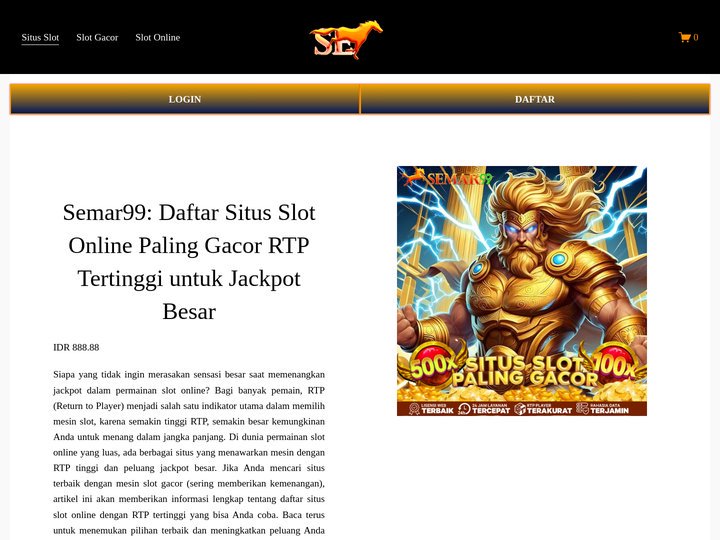 Semar99: Daftar Situs Slot Online Paling Gacor RTP Tertinggi
