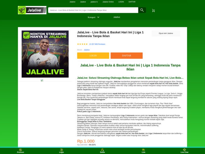 JalaLive - Live Bola & Basket Hari Ini | Liga 1 Indonesia Ta