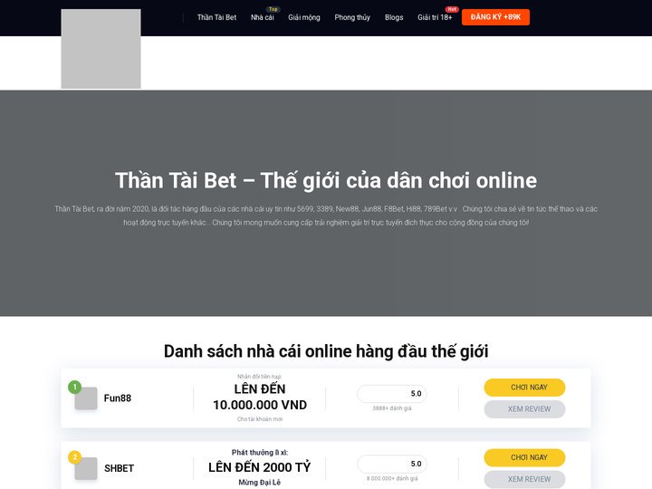Thần Tài Bet – Thế giới của dân chơi online