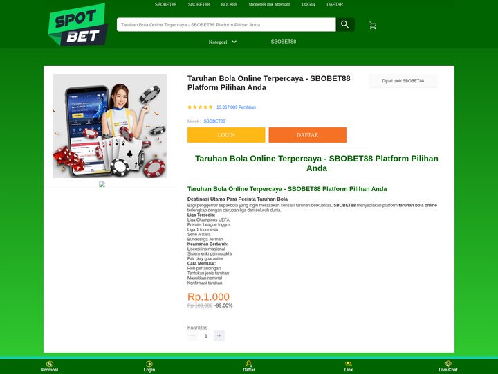 Taruhan Bola Online Terpercaya - SBOBET88 Platform Pilihan A