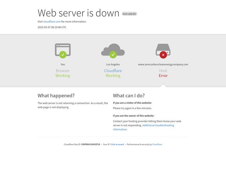 www.zerocarboncleanenergycompany.com | 521: Web server is do