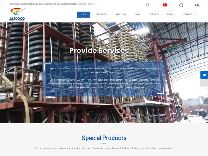 ALICOCO Gravity Mineral Processing Equipments, Spiral Concen