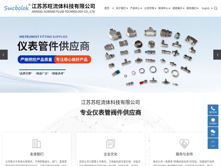 仪表管件_卡套接头原理_卡套式接头规格型号-江苏苏旺流体科技有限公司