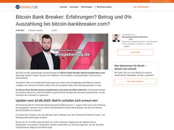 Bitcoin Bank Breaker: Erfahrungen? Betrug und 0% Auszahlung
